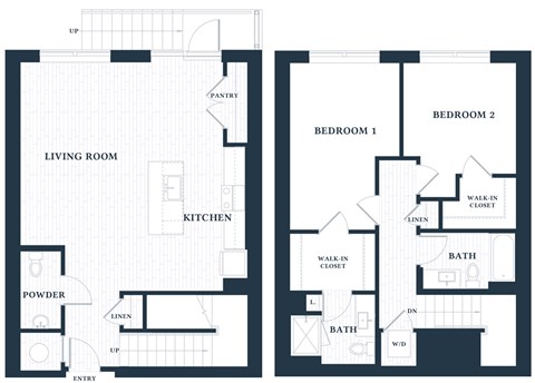 Floor plan for 2 beds, 2 baths, 1537 sqft