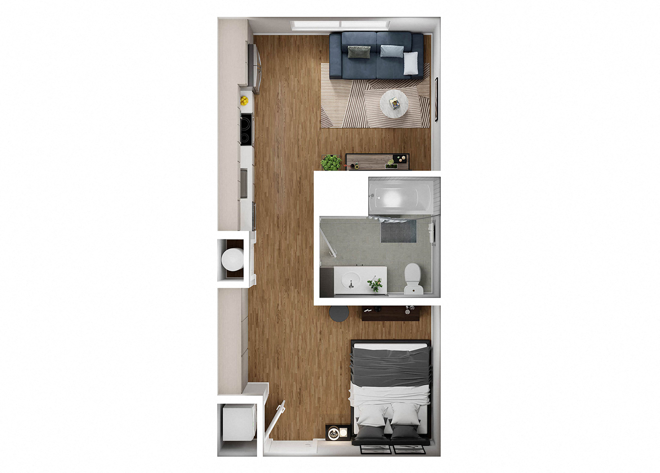 Floor plan for studio, 1 bath, 545 sqft