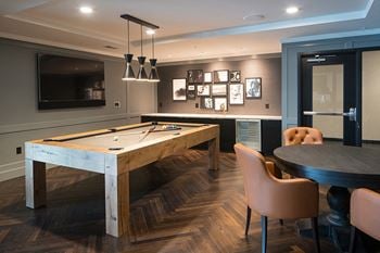 Game room with billiards table