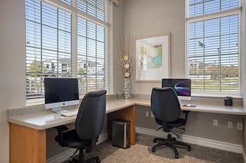 Resident business center with internet access and computers