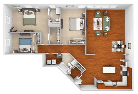 Floor plan for 3 beds, 2 baths, 1814 sqft