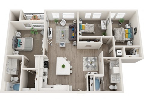 Floor plan for 3 beds, 2 baths, 1360 sqft