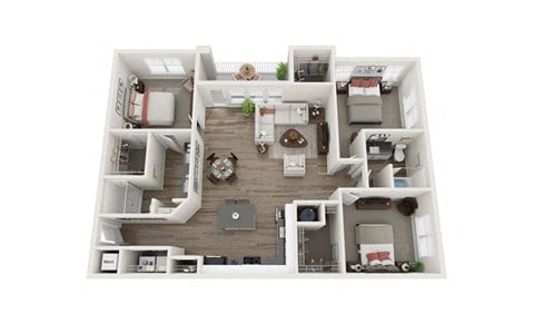 Floor plan for 3 beds, 2 baths, 1458 sqft