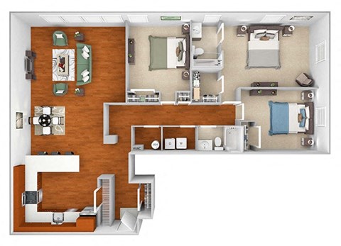 Floor plan for 3 beds, 2 baths, 1931 sqft