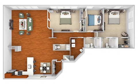 Floor plan for 3 beds, 2.5 baths, 2137 sqft