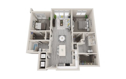 Floor plan for 2 beds, 2 baths, 1130 sqft