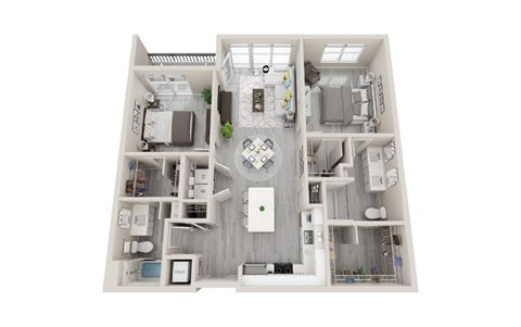 Floor plan for 2 beds, 2 baths, 1162 sqft