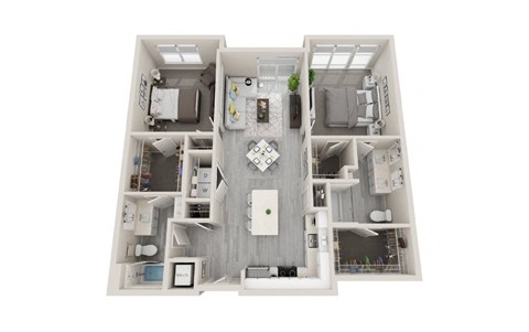 Floor plan for 2 beds, 2 baths, 1182 sqft