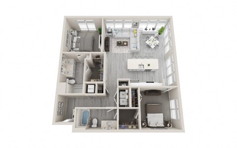 Floor plan for 2 beds, 2 baths, 1237 sqft