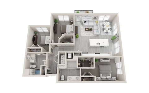 Floor plan for 3 beds, 2 baths, 1484 sqft