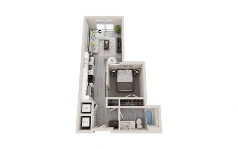 Floor plan for 1 bed, 1 bath, 541 sqft