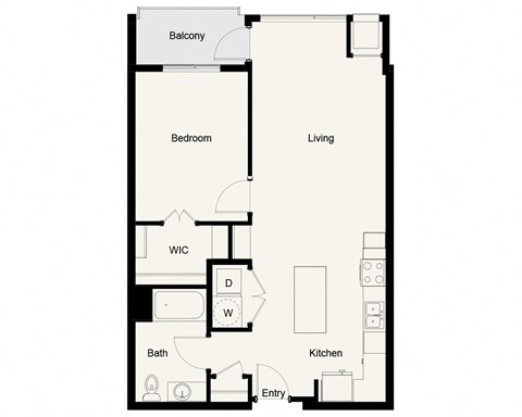 Floor plan for 1 bed, 1 bath, 804 sqft