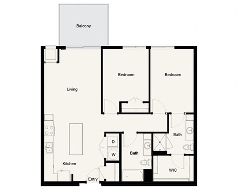 Floor plan for 2 beds, 2 baths, 1147 sqft