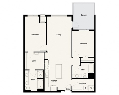 Floor plan for 2 beds, 2 baths, 1331 sqft
