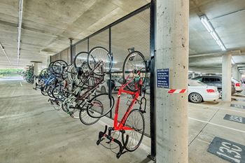 Secure building access with two-level parking decks