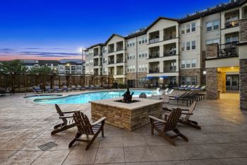 Poolside fire pit