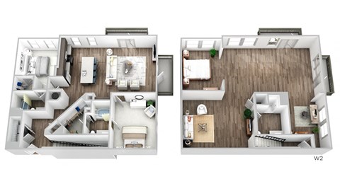Floor plan for 2 beds, 3 baths, 1455 sqft