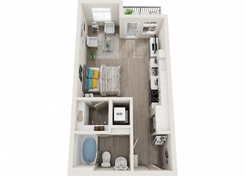 Floor plan for studio, 1 bath, 455 sqft
