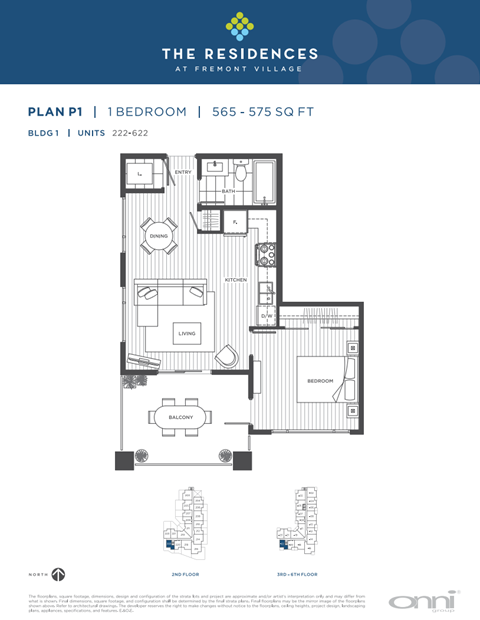 Floor plan for 1 bed, 1 bath, 567 sqft