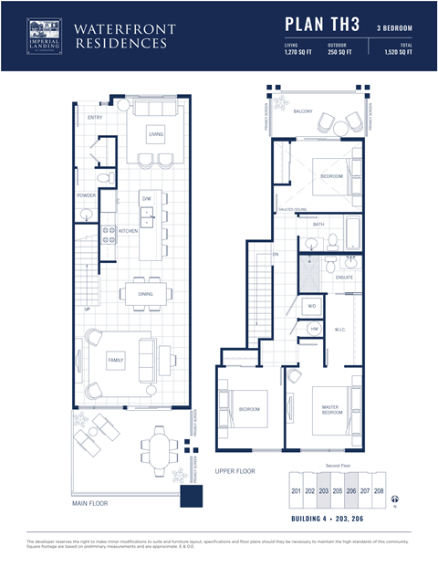 Floor plan for 3 beds, 2.5 baths, 1270 sqft