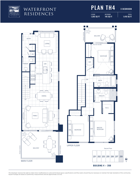 Floor plan for 3 beds, 2.5 baths, 1265 sqft
