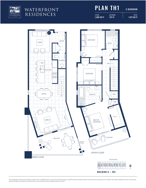 Floor plan for 3 beds, 2.5 baths, 1300 sqft
