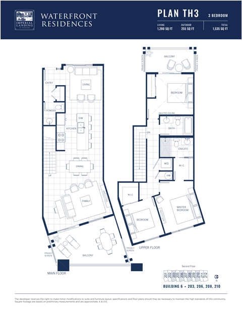 Floor plan for 3 beds, 2.5 baths, 1373 sqft
