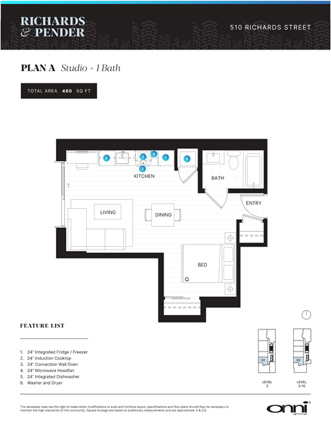 Floor plan for studio, 1 bath, 480 sqft