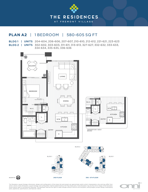Floor plan for 1 bed, 1 bath, 635 sqft