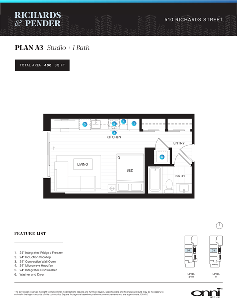 Floor plan for studio, 1 bath, 400 sqft