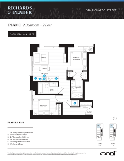 Floor plan for 2 beds, 2 baths, 811 sqft