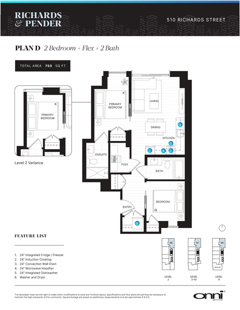Floor plan for 2 beds, 2 baths, 750 sqft