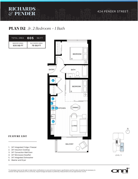 Floor plan for 2 beds, 1 bath, 650 sqft