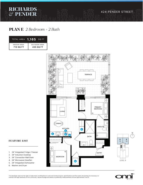 Floor plan for 2 beds, 2 baths, 710 sqft