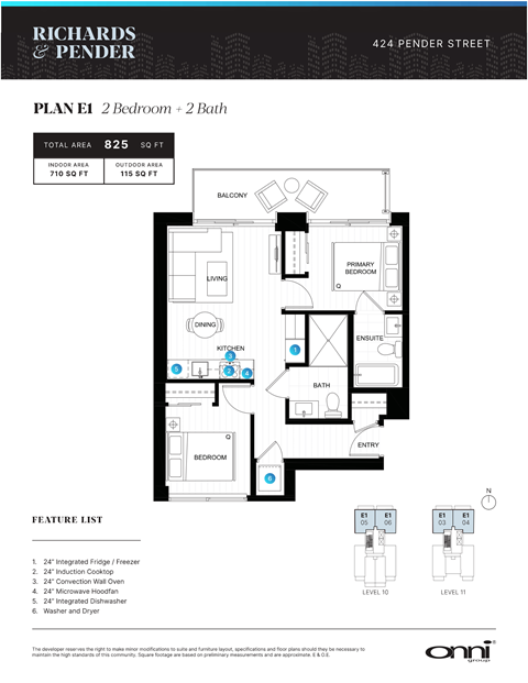 Floor plan for 2 beds, 2 baths, 710 sqft