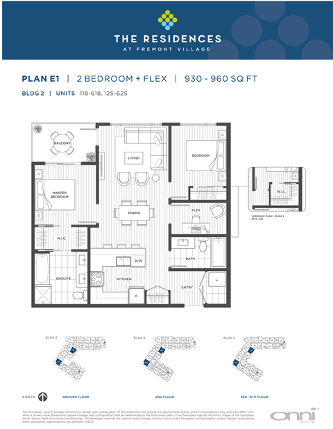 Floor plan for 2 beds, 2 baths