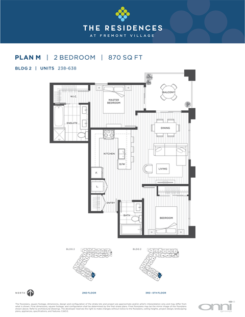 Floor plan for 2 beds, 2 baths