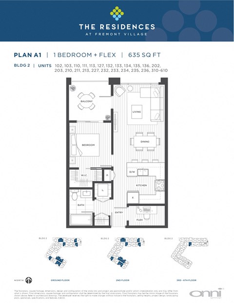 Floor plan for 1 bed, 1 bath, 604 sqft