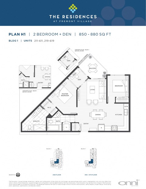 Floor plan for 2 beds, 2 baths, 850 sqft