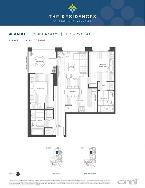 Floor plan for 2 beds, 2 baths