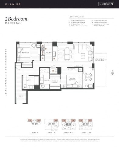 Floor plan for 2 beds, 2 baths, 1009 sqft