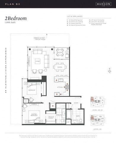 Floor plan for 2 beds, 2 baths, 1066 sqft