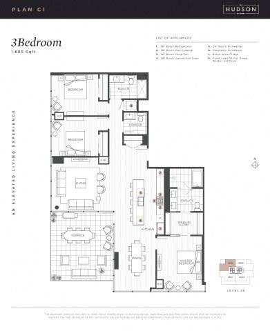 Floor plan for 3 beds, 2 baths, 1684 sqft