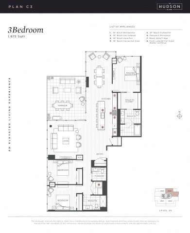 Floor plan for 3 beds, 2.5 baths, 1874 sqft