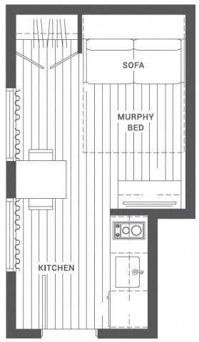 Floor plan for studio, 160 sqft