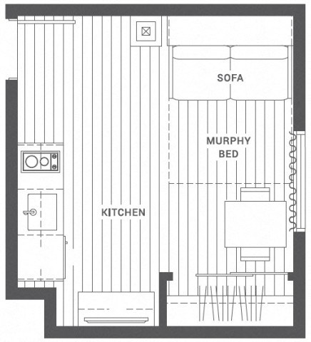 Floor plan for studio, 175 sqft