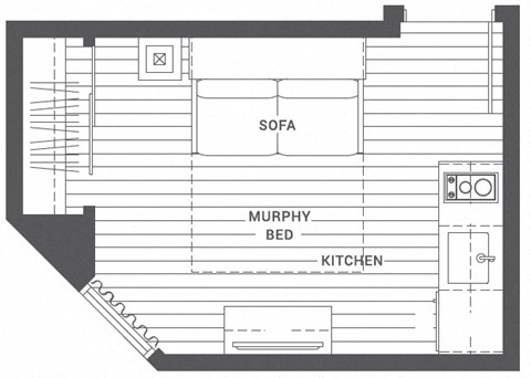 Floor plan for studio, 150 sqft