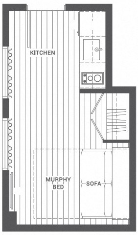 Floor plan for studio, 160 sqft