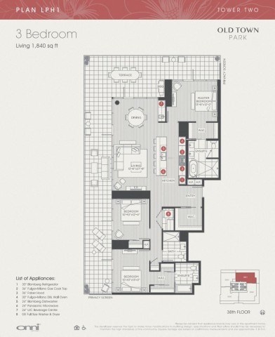 Floor plan for 3 beds, 3 baths, 1840 sqft