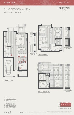 Floor plan for 2 beds, 2 baths, 1930 sqft